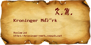 Kroninger Márk névjegykártya
